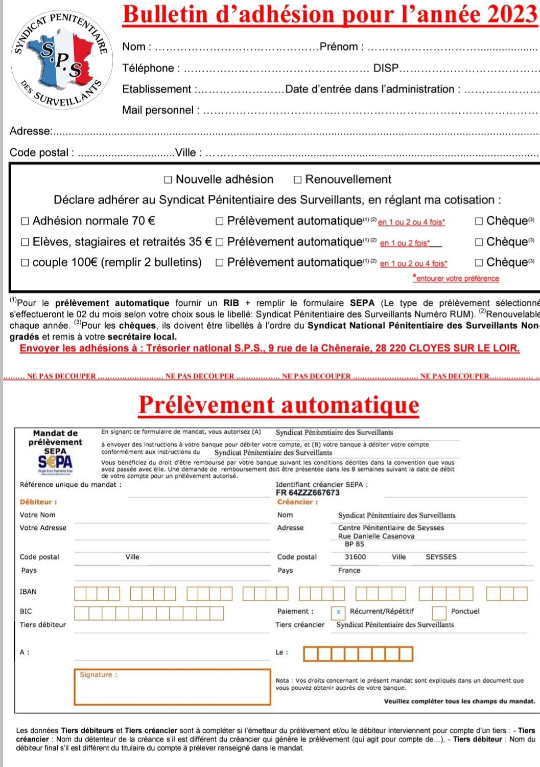 Bulletin d adhesion 2023