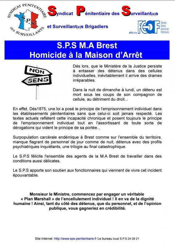 Ma brest homicide a la maison d arret